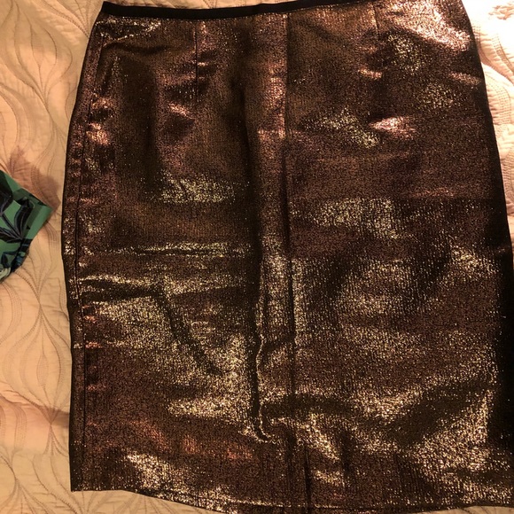 Tory Burch gold pencil skirt NWOT metallic brandy - Picture 6 of 8